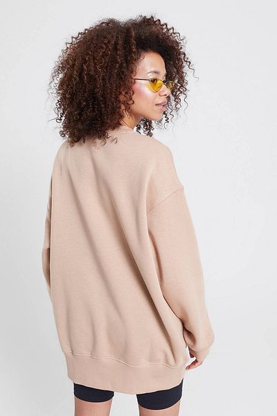 Nike Дамски суитшърт Sportswear Essential Collection Fleece Oversized Crew, цвят мляко и кафе