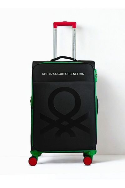United Colors of Benetton BNTE-50 24 Inch- Checked Luggage with TSA Lock- BLACK