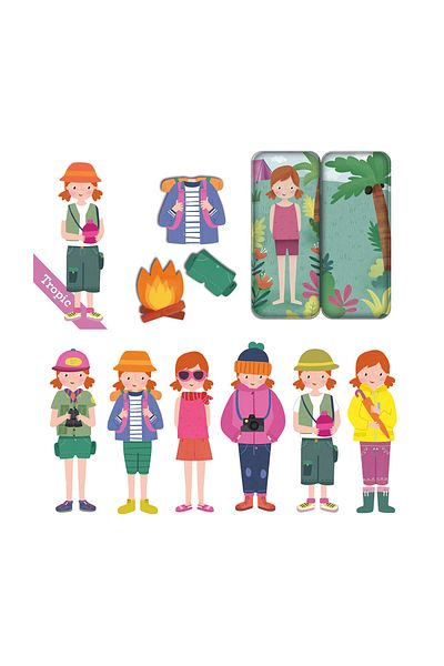 Apli Kids Joc magnetic pentru calatorie, Trusa metal, Mix and Match figurine umane in excursie, 35 piese,+3ani