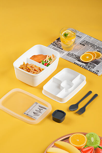 Porsima 3200 Vacuum Self-Lunch Box with Spoon, Fork and Sauce Bowl - 2-Tier Lunch Box - Lunch Box