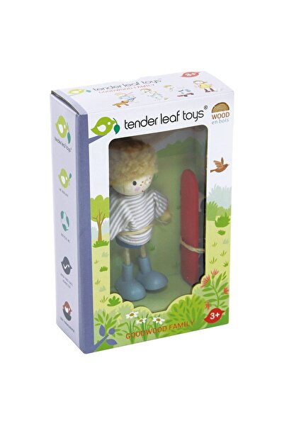 Tender Leaf Toys Figurina Edward si Skateboard-ul, din lemn premium - cu memb...