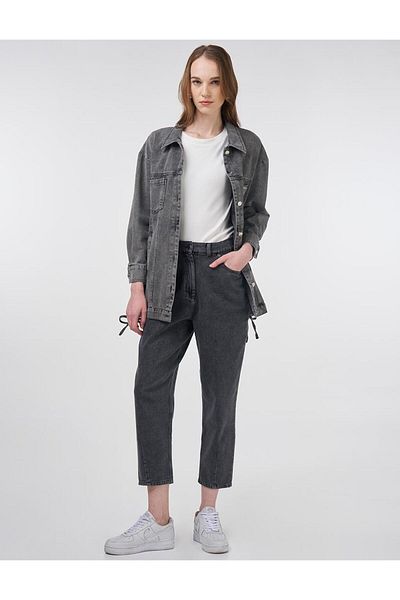 KYR Carrot Cut Pocket Detailed Denim Trousers Anthracite