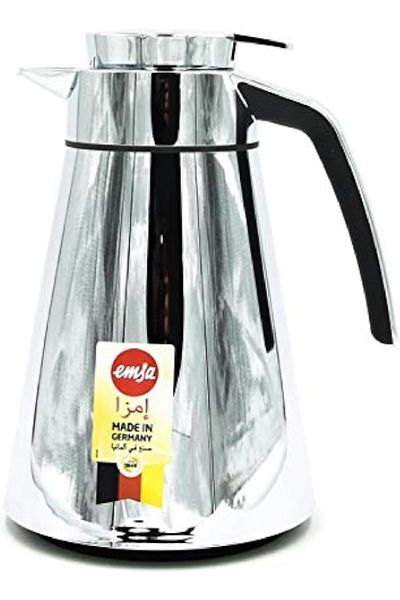 emsa Cone Flask, 1L, Chrome – Stylish, Durable, Leak-Proof with Long-Lasting Thermal Insulation