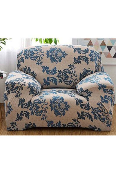 Generic 1-Seater Exquisitely Floral Designed Wrinkle-free Anti-slip 360-degree Full Coverage Sofa Slipcover