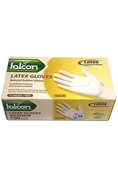 Falcon Latex Gloves Powder Free (Pack of 100)