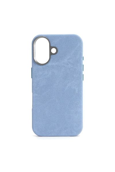 megaMobile Husă megaMOBILE® DENIM pentru iPhone 16 Plus, albastru deschis