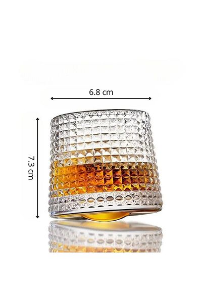 OEM Pahar whiskey, Deluxe, 160 ml, 7.3 x 6.8 cm, designul inovator, pereti grosi, baza rotativa