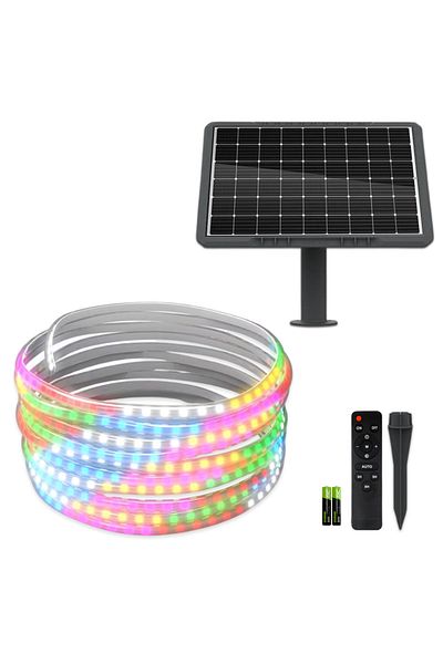 CLASSLIGHTS Kit Bandă LED Multicoloră, RGB, 10 Metri, Panou Solar Monocristalin, 100W, IP65, ClassLights
