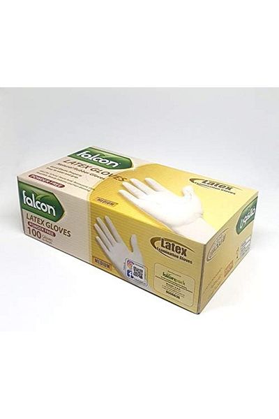 Falcon Latex Gloves Powder Free (Pack of 100)