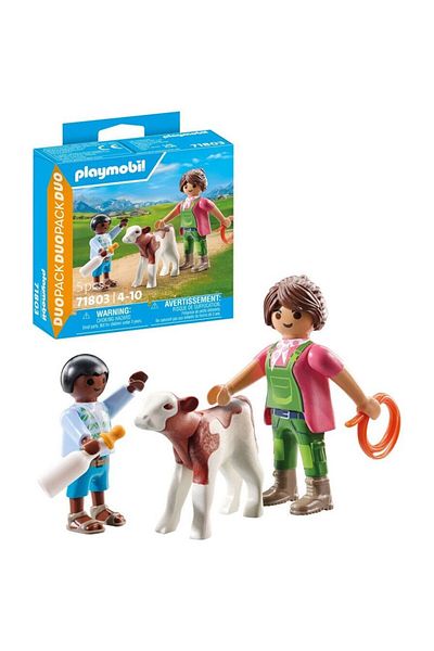 Playmobil Duo Pack - Farmer Woman with Child and Calf