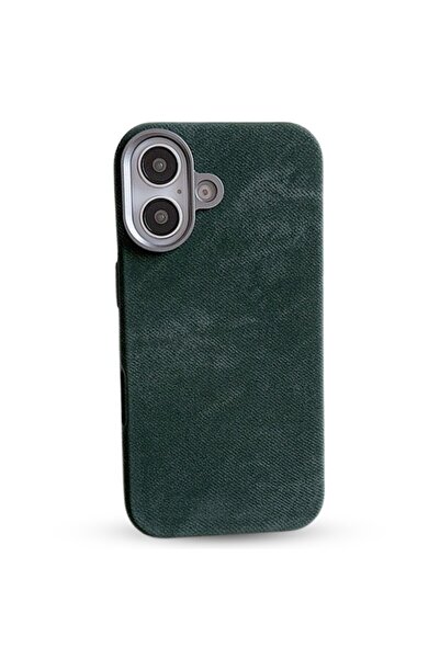 megaMobile Husă megaMOBILE® DENIM pentru iPhone 16 Plus, verde inchis