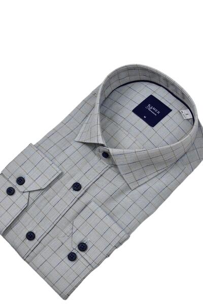 KAMER Чоловіча класична сорочка з довгими рукавами в клітинку 3701 BGL-ST04391