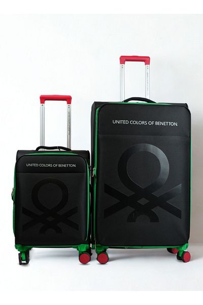 United Colors of Benetton BNTE-50 Set of 2 Luggage with TSA Lock|20/28- BLACK