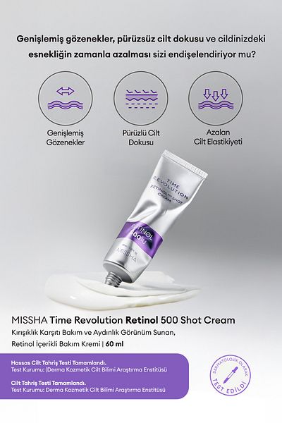 Missha Anti-Wrinkle, Care Cream with Retinol Time Revolution Retinol 500 Shot Cream
