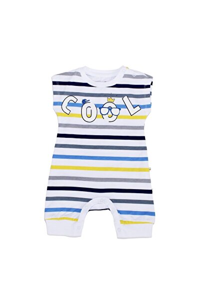 bebegen بذلة طفل رضيع مخططة باللون الأصفر والأزرق - حروف رائعة ومشابك