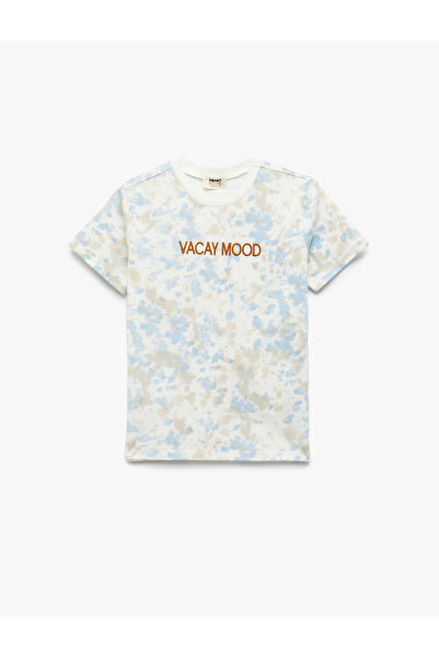 Koton Tricou din bumbac cu mânecă scurtă, cu decolteu, cu detaliu de broderie