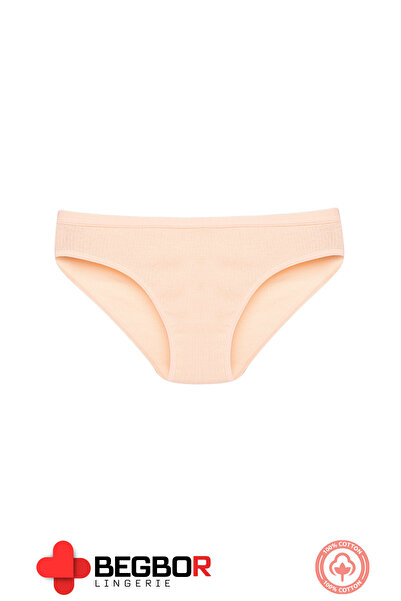 BEGBOR LİNGERİE Set of 5 Beige Color Trophy Fabric and Waist Part Detail Panty Set