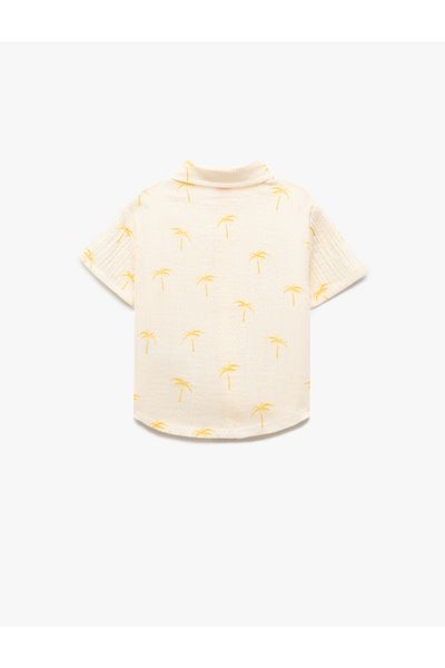 Koton Palm Printed Short Sleeve Cotton Shirt