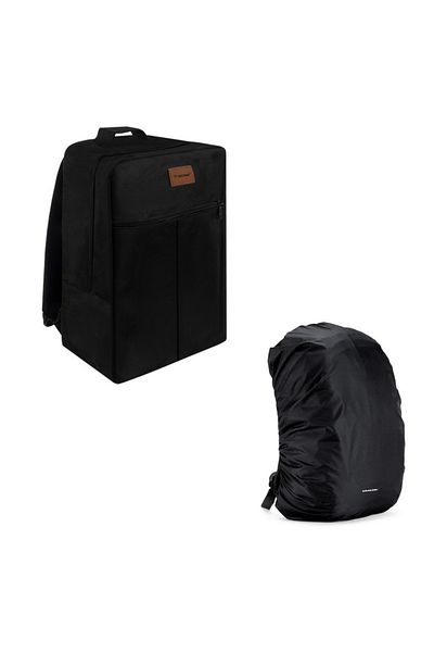 CRACOS Set De Călătorie, Rucsac Si Husa De Ploaie, ®, Negru, 40x25x20 Cm, Capacitate 20l