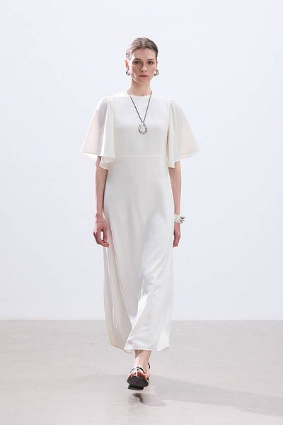 BE BLUE Ekru Romantic Satin Dress