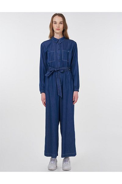 KYR Ολόσωμη φόρμα Lyocell με λεπτομέρεια ζώνης Navy Blue
