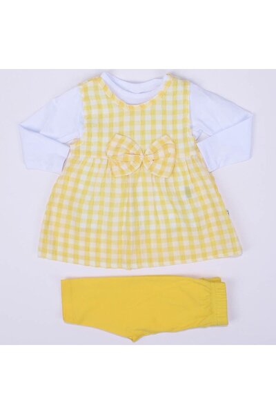 bebegen Baby Girl Yellow Plaid Seersucker 3 Piece Set
