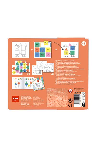 Apli Kids Joc educativ cu stickere, in cutie, Emotii si forme geometrice, Apli, +3 ani