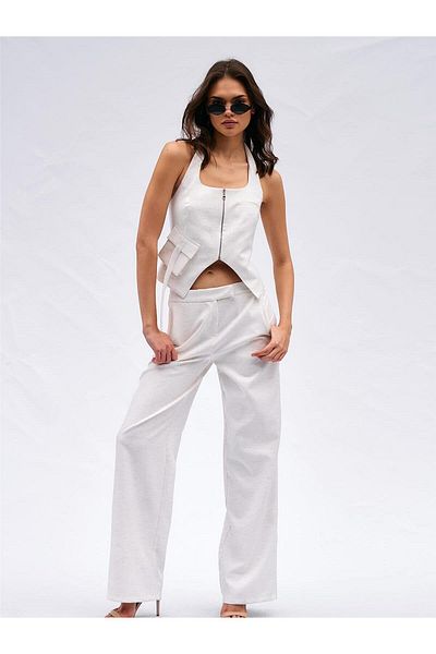 Coral Asymmetric Vest - Halterneck Natural Style
