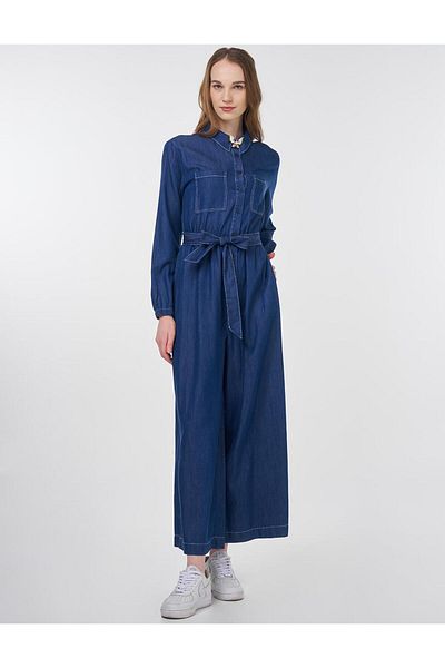 KYR Ολόσωμη φόρμα Lyocell με λεπτομέρεια ζώνης Navy Blue