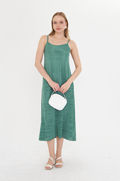 THIFF GYMWEAR Зелена сукня на бретельках з плісированою спідницею