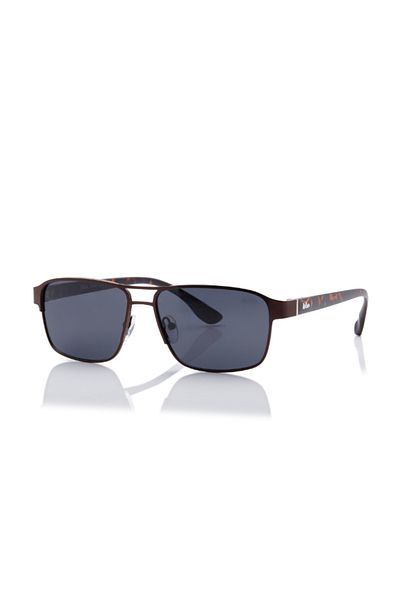 Lee Cooper Polarized Sunglasses Brown Frame Matte Brown Mirror Lens 55mm - LC1214C03