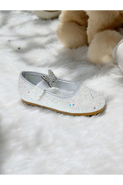 pediashoes KIZ ÇOCUK BEYAZ RENK SİMLİ ORTOPEDİK TABANLI YUMUŞAK ŞIK BABET