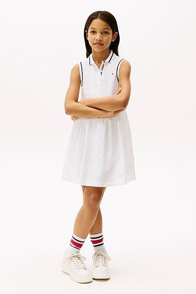 Tommy Hilfiger Girl's Th Broderie Anglaise Polo Dress - White