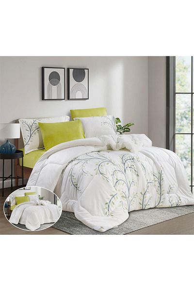 HOURS Horse Fur Winter Double-Sided Comforter Set with Durable and Soft Fabric and Heavy Filling, 6 Pieces, King Size