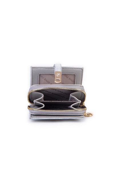 Nas Bag Women's Small Size Wallet with Card Holder, Coin and Photo, Silver Glitter