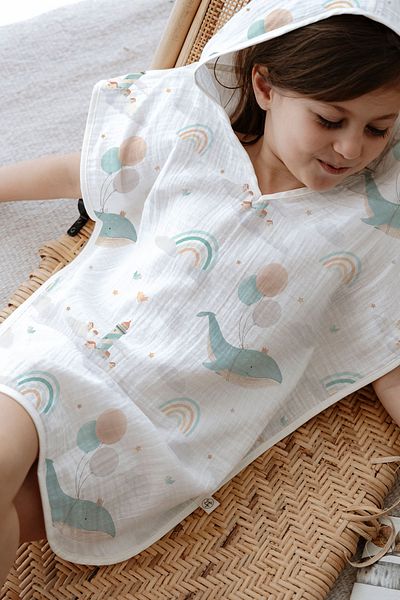 Tuğba Kuğu 4 Layer Muslin Poncho - Whale's Dreams