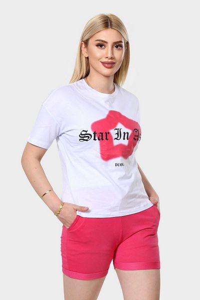 NEWCO set de pantaloni scurți și tricou confortabil din țesătură, cu buzunare imprimate cu stele