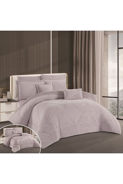 HOURS Horse Fur and Velvet Winter Double-Sided Comforter Set with Durable and Soft Fabric and Heavy Filling, 8 Pieces, King Size