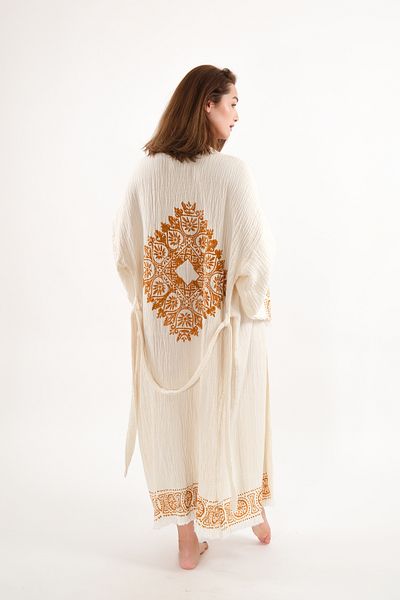 Befera Design Muslin Kimono 100% Cotton Ethnic Printed Patterned Bathrobe Kaftan Dressing Gown