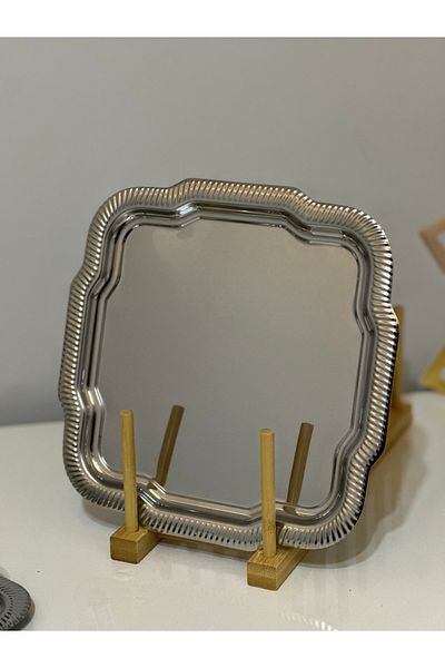 USD HOME Δίσκος σερβιρίσματος τσαγιού καφέ με μοτίβο ασημί royal kevar 6 τεμαχίων