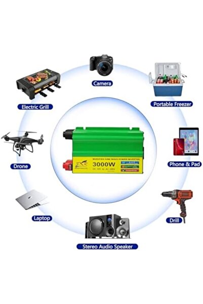 3XR محول طاقة DAC-6604 - عاكس موجة جيبية معدلة بقوة 3000 واط من تيار مستمر 12 فولت إلى تيار متردد 220 فولت