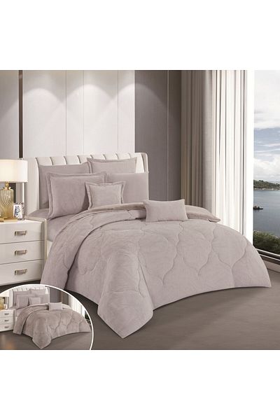 HOURS Horse Fur and Velvet Winter Double-Sided Comforter Set with Durable and Soft Fabric and Heavy Filling, 8 Pieces, King Size