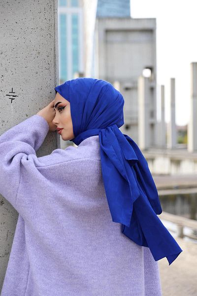 GİYZAMİLA Σάλι ζακάρ με μοτίβο γράμματος Midnight Blue
