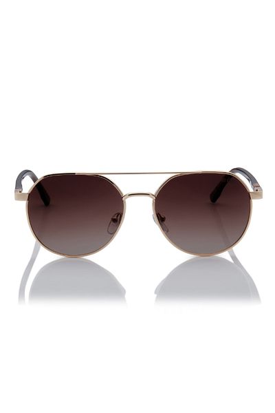 Lee Cooper Polarized Sunglasses Gold Frame Gradient Brown Mirror Lens 56mm - LC1206C01