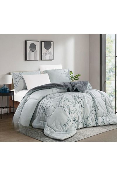 HOURS Horse Fur Winter Double-Sided Comforter Set with Durable and Soft Fabric and Heavy Filling, 6 Pieces, King Size