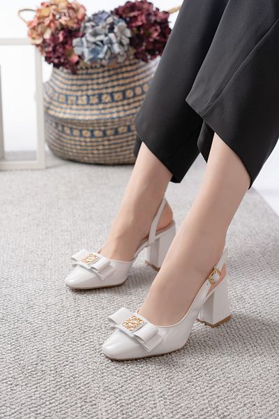 Egepass Işil Women's Buckle Thick Heel Stylish Suitable for Daily Use Evening Special Day Shoes