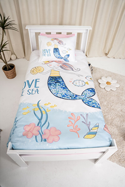 Ceritti Girl's Room Sea Patterned Total 2 Piece Single Duvet Cover Set