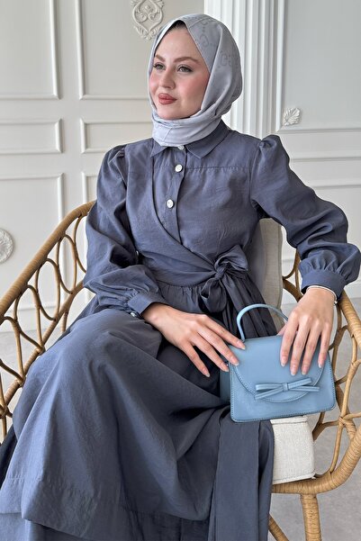 InStyle Сукня на ґудзиках із зшитого модального полотна темно-сірого кольору