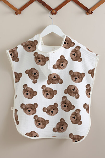 Tuğba Kuğu 4 Layer Muslin Poncho - Tiny Bear