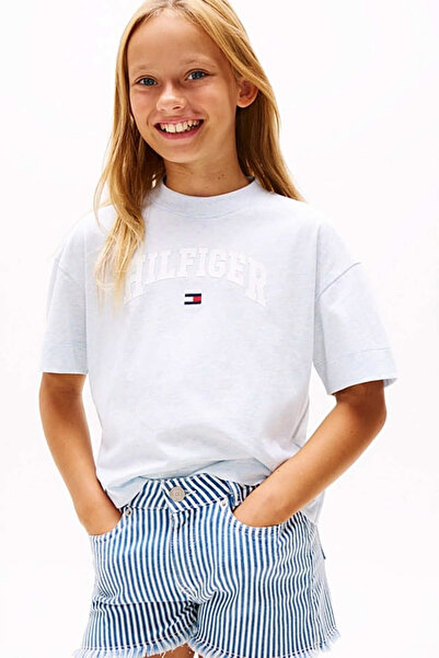 Tommy Hilfiger Kız Çocuk Th Varsity Melange Archive T-Shirt - Mavi